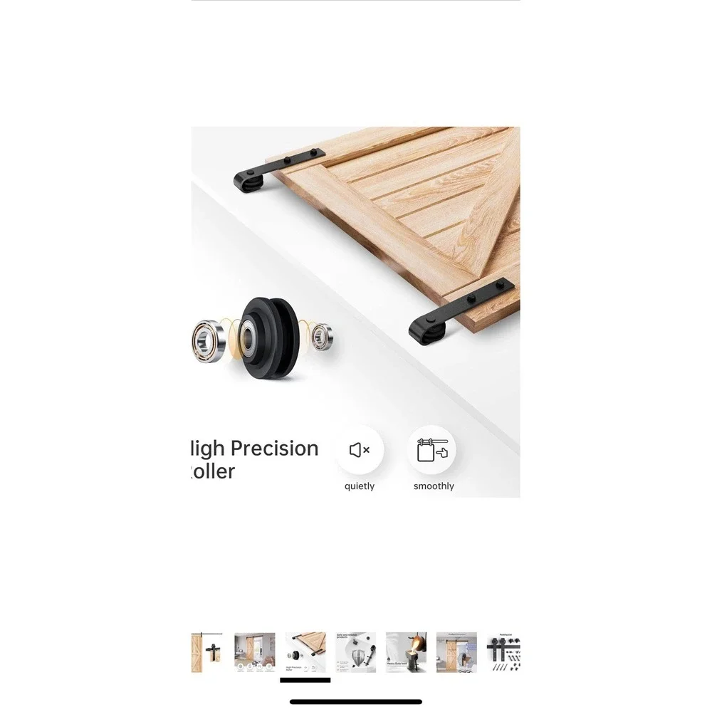 EaseLife Rustic Wood Barn Door Hardware Kit Sliding Track Set‎ Black 5.3' Quiet